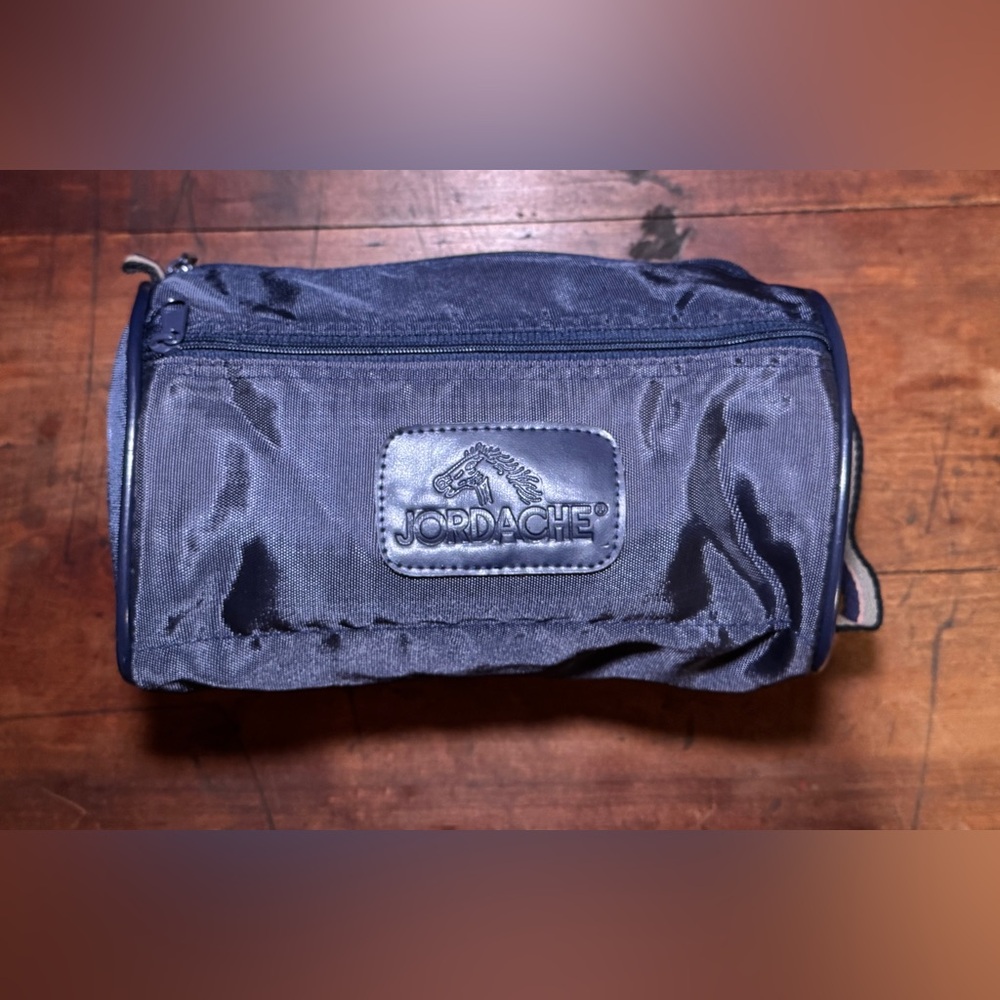 Vintage Jordache Micro Duffel Bag 2-Pocket Navy Blue Nylon 10x7x6”